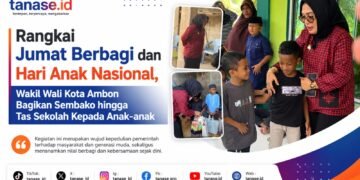 Rangkai Jumat Berbagi dan Hari Anak Nasional, Wakil Wali Kota Ambon Bagikan Sembako hingga Tas Sekolah Kepada Anak-anak‎