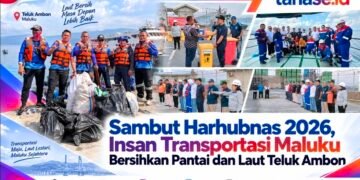Sambut Harhubnas 2026, Insan Transportasi Maluku Bersihkan Pantai dan Laut Teluk Ambon